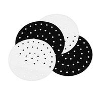 Housoutil Tappetino da Forno in Silicone Riutilizzabile Perforato 19,5 Cm per Friggitrice ad Aria e Vaporiera Set 4 Pezzi Nero e Bianco Accessorio Cucina Antiaderente per Cottura Uniforme