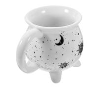Housoutil Tazza da Caffè in Ceramica a Forma di Calderone per Halloween, Tazza Decorativa in Porcellana Resistente, per Decorazioni Casa e Bevande Calde, Set da 1 Pezzo per Adulti