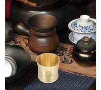 Housoutil Tazza di Ottone Retrò 2 Pezzi per Cerimonie Tè Kung Fu Calice da Degustazione e Ciotola Sacrificale per Offerte Buddiste Tazza da Tè Giapponese senza Manico per Uso Spirituale e