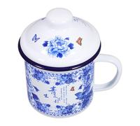 Housoutil Tazza Smaltata da Tè con Coperchio 500 Ml, Tazza D'acqua Leggera e Portatile per Casa, Ufficio e Viaggi, Contenitore per Bevande in Smalto Facile da Pulire