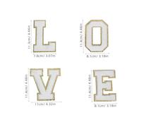 Housoutil Toppe Termoadesive Lettere Love in Chenille con Glitter Oro Applicazioni per Giacche Cappelli Zaini e Patch Facili da Applicare per DIY e Riparazioni