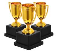 Housoutil Trofei in Plastica Mini Oro, Set da 3 Coppe Piccole, Premi per Competizioni, Cerimonie e Feste Studentesche Riutilizzabile