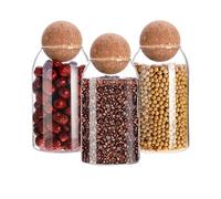 HOUSSE CO.® Barattoli di vetro con coperchio in sughero, borosilicato di prima qualità e senza BPA, spessore del vetro di 3 mm, per caffè, tè, spezie, sale, zucchero, noci, biscotti (3x800 ml)