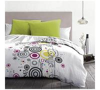 HOUSSE DE REVE Home Linge passion - Set copripiumino in microfibra SMS Texto, 220 x 240 cm, colore: Bianco