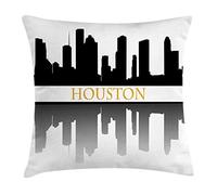 Houston, City Skyline Silhouette The Federal State of Texas And Reflection Federe De Cuscini con Cerniera Cuscino Copricuscini Elegante Federe Copricuscino per Giardino Soggiorno 45X45Cm