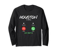 Houston È Chiamata E Devo Andare Texas USA Viaggiare Maglia a Manica