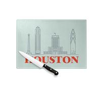 Houston Minimalist - Tagliere in vetro temperato da viaggio americano, protezione piano di lavoro e sottopentola resistente al calore, 2 misure, stampata in Francia