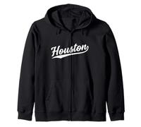 Houston Texas Cool Retro Script 1970s Bianco Testo Grafica Felpa con Cappuccio