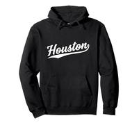 Houston Texas Cool Retro Script 1970s Bianco Testo Grafica Felpa con Cappuccio