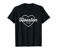 Houston Texas Love Heart Retro Script Travel America Dark Maglietta