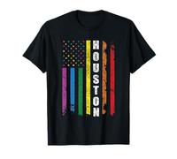 Houston Texas Us American Flag Rainbow Gay LGBT Pride Month Maglietta