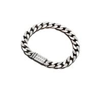 Housunzi Bracciale a Catena Cubana Vintage Personalizzato, Bracciali da Uomo in Argento 925 Intagliati a Mano Bracciale Rigido alla Moda Gioielli Eleganti Regalo con Scatola Portagioie,22cm