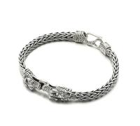 Housunzi Bracciale Con Testa Drago Doppio In Argento Sterling S925 Braccialetto Vintage Intrecciati A Mano Bracciali Personalizzato Alla Moda Regali Di Gioielli Unisex Con Scatola Portagioie,18#