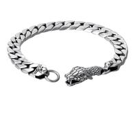 Housunzi Bracciale da Uomo in Argento Sterling S925 con Maglie Cubane a Forma di Testa di Serpente - Catena Hip Hop Vintage Gioielli Artigianali Accessorio Moda Regali di Compleanno per Lui,22#