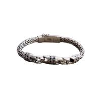 Housunzi Bracciale da Uomo in Argento Sterling S925 in Stile Punk Bracciali a Catena a Serpente Intrecciati a Mano con Zirconi Gioielli Gotici da Uomo Regalo con Scatola Portagioie 18 cm/20 cm,#20