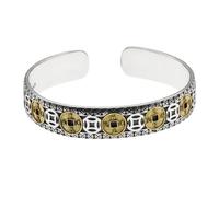 Housunzi Bracciale in Argento Sterling 925 con Monete di Rame dei Cinque Imperatori Apertura Regolabile Bracciali Feng Shui con Portagioie Regali Personalizzati per il Fidanzato