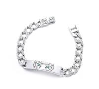 Housunzi Bracciale S925 Sterling Silver Tiger Year Bracciali di Coppia Personalizzati Braccialetto A Catena Cubana Accessori retrò per Moto Regali per Uomini E Donne con Scatola Portagioie,20#