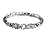Housunzi Braccialetti da Uomo in Argento Sterling S925, Braccialetto con Due Teste di Serpente Gioielli Personalizzati da Donna Bracciale Vichingo Retrò Regali Originali per Padri e Amici,21cm
