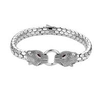 Housunzi Bracciali Da Uomo Con Doppia Testa Di Leopardo, Argento Sterling 925 Braccialetti Da Donna In Personalizzato, Bracciale Rigido Con Motivo A Serpente In Zircone Regali Per Amici E Papà,21cm