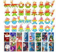 HOUT 32 Stück Weihnachten Pop Fidget Schlüsselbund Spielzeug: Mitgebsel Kleines Geschenk für Kinder with 32 Weihnachtskarte - Christbaumschmuck Poppet Bubble Silikon Stress Reliever Toys