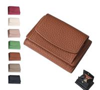 Houtangduty Mini Wallet for Woman, 2025 New Genuine Leather RFID Blocking Card Holder Organizer Pocket Mini Wallet (Khaki)