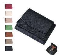 Houtangduty Mini Wallet for Woman, 2025 New Genuine Leather RFID Blocking Card Holder Organizer Pocket Mini Wallet (Black)