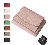 Houtangduty Mini Wallet for Woman, 2025 New Genuine Leather RFID Blocking Card Holder Organizer Pocket Mini Wallet (Pink)