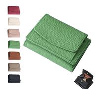 Houtangduty Mini Wallet for Woman, 2025 New Genuine Leather RFID Blocking Card Holder Organizer Pocket Mini Wallet (Avocado Green)