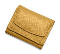 Houtangduty Mini Wallet, Genuine Leather RFID Blocking Card Holder Organizer Pocket Mini Wallet, with Coin Pouch (Yellow,One Size)