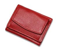 Houtangduty Mini Wallet, Genuine Leather RFID Blocking Card Holder Organizer Pocket Mini Wallet, with Coin Pouch (Wine,One Size)