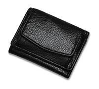 Houtangduty Mini Wallet, Genuine Leather RFID Blocking Card Holder Organizer Pocket Mini Wallet, with Coin Pouch (Black,One Size)
