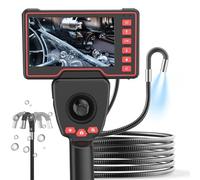 HOUTIAXDYT Endoscopio articolato a quattro vie a 360°, telecamera endoscopica con schermo IPS da 5'' e luci, endoscopio flessibile impermeabile, gadget per scarichi/tubi automobilistici(1m) (6.0mm)