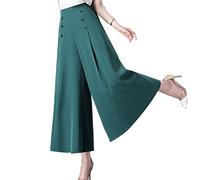 HOUXIANDOU Pantaloni Kittifly, Eleganti Pantaloni A Gamba Larga Pieghettati, Doppio Petto, Gaucho Eleganti E Sottili E Pantaloni Palazzo (L,Verde)
