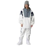 HOUZONIY Herren Damen Skianzug Schneeanzug Damen Skioverall Winter Warme Schnee Skifahren SäTze Outdoor Jumpsuit Mit Kapuze ReißVerschluss SkianzüGe Wasserdicht Snowboard Skisuit(T63+Weiß XL)