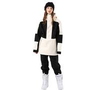 HOUZONIY Herren Damen Skianzug Schneeanzug Damen Skioverall Winter Warme Schnee Skifahren SäTze Outdoor Jumpsuit Mit Kapuze ReißVerschluss SkianzüGe Wasserdicht Snowboard Skisuit(T2152+SchwarzWeiß M)