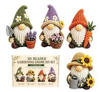 HOVCEH 3D Beaded Animal Kit, 4 Pezzi Gnome 3D Creativo Kit Perline, Kits per Realizzare Animali con Perline per Decorazioni fai da te da Scrivania e Regali Creativi (Gnomo)