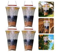 HOVCEH 4 trappole per mosche per esterni, usa e getta, da appendere all'esterno, con esca per mosche, con parte superiore rossa, trappola per mosche all'aperto, per fattoria all'aperto, giardino