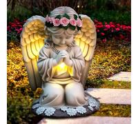 HOVCEH Angelo Statue da Giardino Esterno, Solare Statue Angeli, Resistente alle Intemperie Decorazione da Giardino a Forma di Angelo, Intelligente LED Statua di Angelo in Preghiera per Cimitero