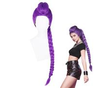 HOVCEH Cosplay Parrucca Viola, 110 cm Cosplay Anime Parrucche, Wig Cosplay Lunghe Intrecciate, Accessori Anime per Halloween, Feste, Spettacoli, carnevale