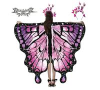 HoveeLuty 1 set di costumi da farfalla (3 pezzi), set di di farfalla bifacciali con fascia e accessori in pizzo nero per costumi di Halloween da donna, di per adulti, costume da p