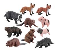 HoveeLuty 10 pezzi di giocattoli animali, figure di animali realistiche, tra cui tasso, castoro, formichiere, ghiottone, giocattoli educativi per l'apprendimento, set regalo di compleanno, anima