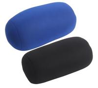 HoveeLuty 2 cuscini in microsfere, 11, 8 x 6, 3 pollici, cuscini cilindrici morbidi a sacco, tubolari per supporto testa, collo e schiena (nero + blu), cuscino a rullo per il collo, cuscino per il co