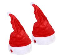 HoveeLuty 2 Pezzi Cappello di Natale Cappello di Babbo Natale Elettrico Che Canta e Balla in Peluche con Palla in Cima Morbido e Divertente per Bambini Adulti Costume di Cappelli di Babbo C