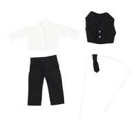 HoveeLuty 4 Pezzi di Vestiti in Scala 1/12 per Bambole Ob11, Inclusi Pantaloni Neri, Gilet, Cravatta e Camicia Bianca per Bambole 1/12, Accessori in Scala /, Accessori per, Vestiti per