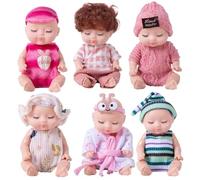 HoveeLuty 6 Mini Bambole realistiche da 4 Pollici in plastica Che dormono, con Vestiti e articolazioni mobili, per Bambine, Bambini e Ragazzi, 3+ Bambole realistiche per Bambine.