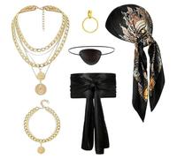 HoveeLuty 6 pezzi/set accessori per costume da pirata per uomo e donna cappello da pirata sciarpa corsetto cintura accessori per abito per Halloween cosplay costume da donna da cost