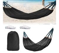 HoveeLuty Amache in Corda per Esterni, Amaca da Campeggio in Rete di Nylon Leggera con Cinghie per Alberi E Borsa Portaoggetti per Esterni, Amaca da Campeggio Nera da 102 X 51 Pollici, Portatile, AMA