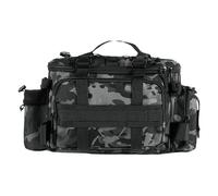 HoveeLuty Borsa da pesca mimetica grigia, borsa da pesca a mosca, da resistente all'acqua con maniglia, tracolla, porta-attrezzi con porta-canna per all'aperto, da p