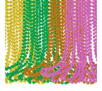 HoveeLuty Collane con Perline da Donna 48 Pezzi 4 Colori Collana con Perline in Plastica Mardi Gras Bulk per Decorazioni di Compleanno Feste di Nozze Festival Carnevale di Halloween