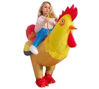 HoveeLuty Costume da pollo adulto Costume gonfiabile impermeabile in PVC pollo cavalcata su costumi divertenti con ventilatore ad aria, taglia unica, per bambini e adulti, Natale, festa di Halloween
